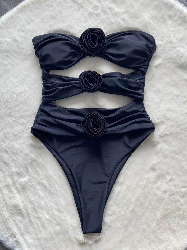 Rose Cut Out One-Piece Swimsuit
