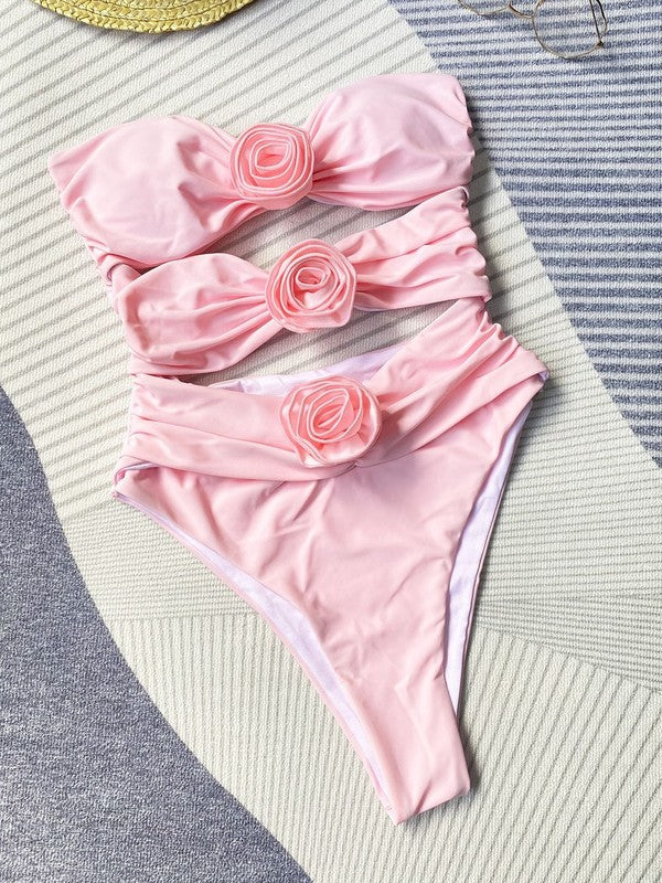 Rose Cut Out One-Piece Swimsuit
