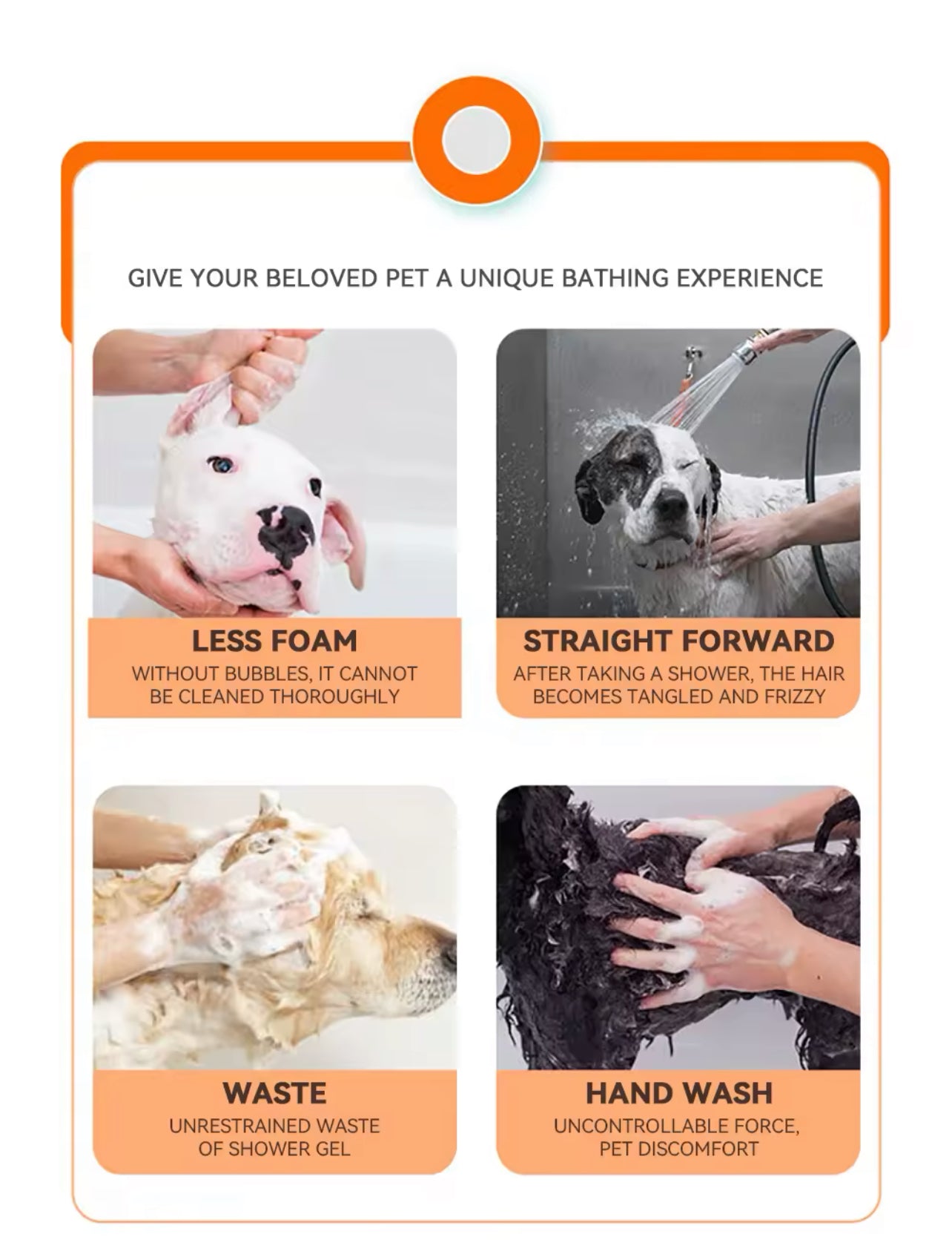 Dog Bathing & Massage Brush with Shampoo Dispenser