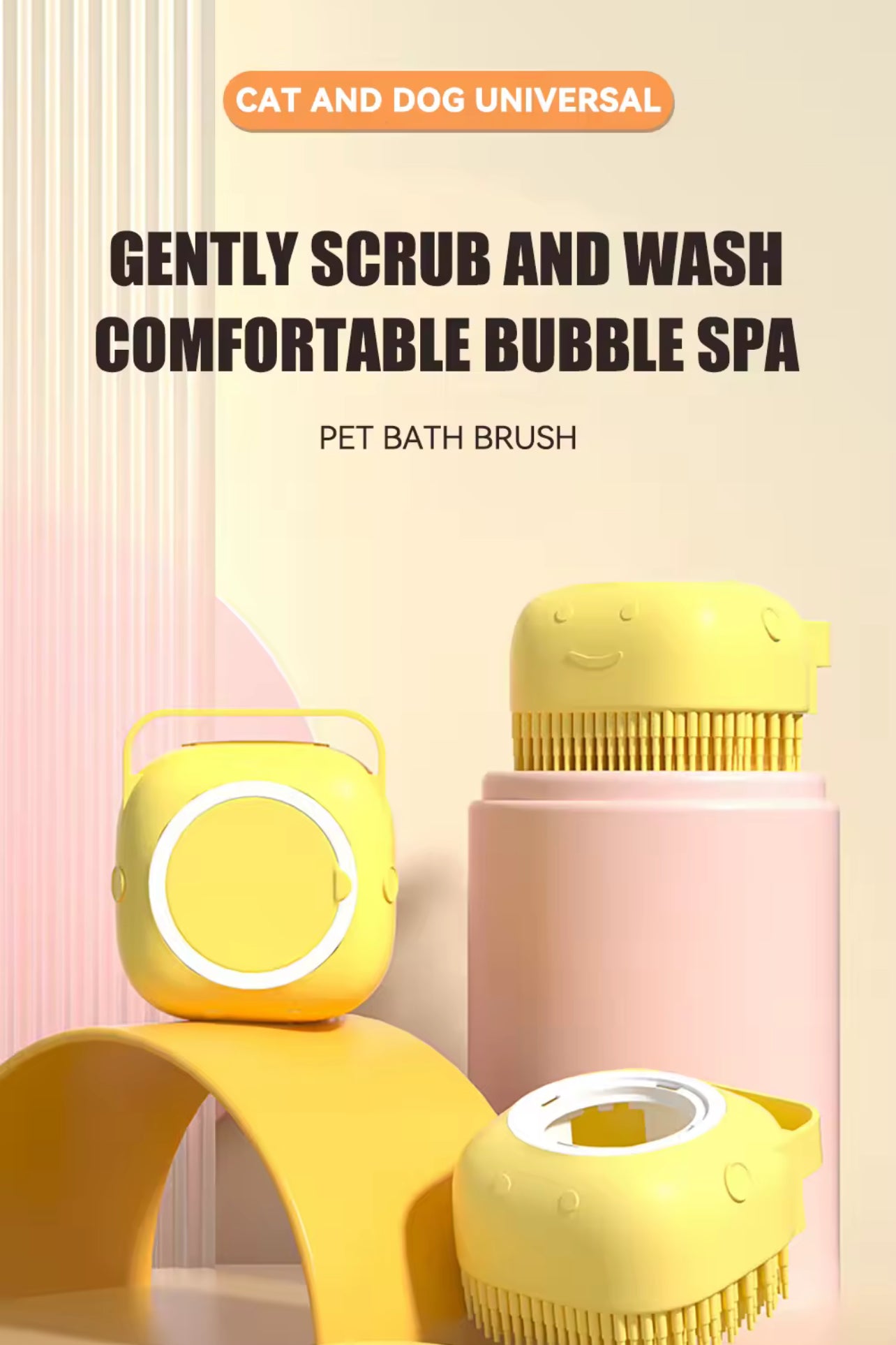 Dog Bathing & Massage Brush with Shampoo Dispenser