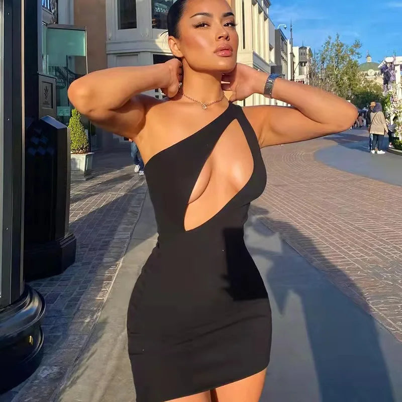 Bianca Irregular One Shoulder Mini Dress - Weeknd Shop Online