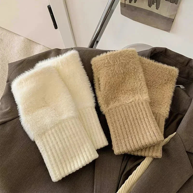 Mink Fleece Soft Winter Half-Finger Gloves