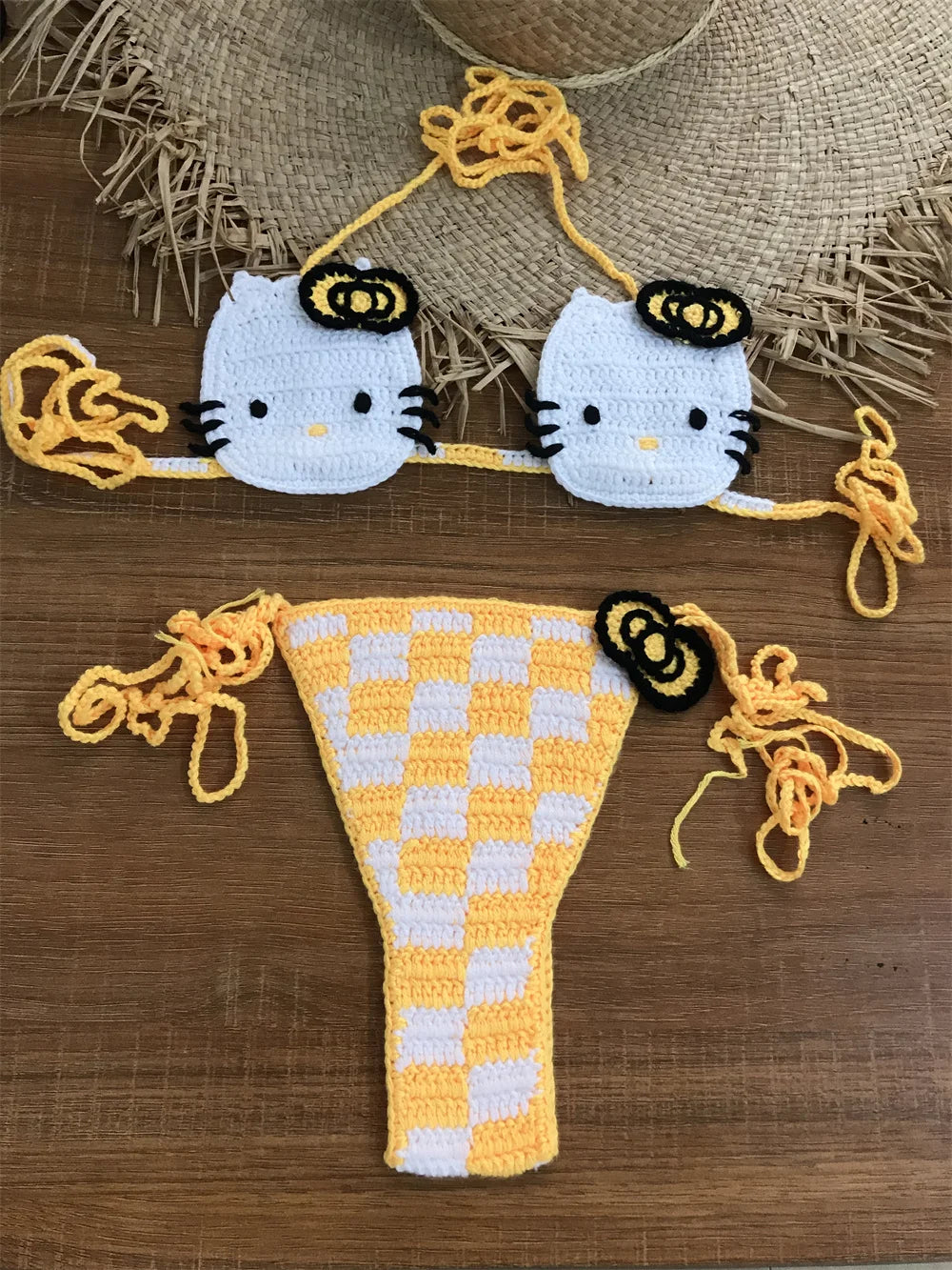 Lady's Cute Crochet Bikini Set