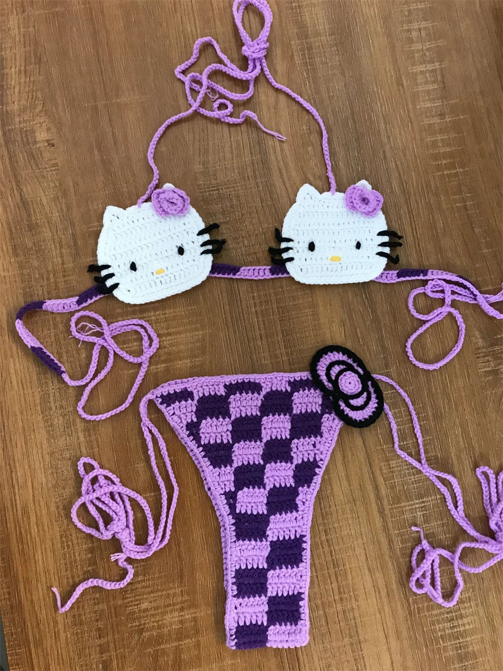 Lady's Cute Crochet Bikini Set