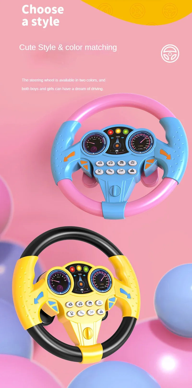 Infant Shining Simulation Steering Wheel Toy