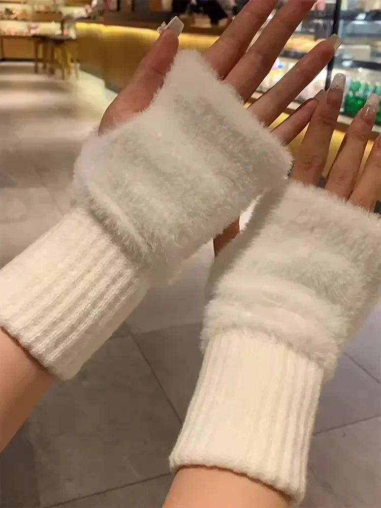Mink Fleece Soft Winter Half-Finger Gloves