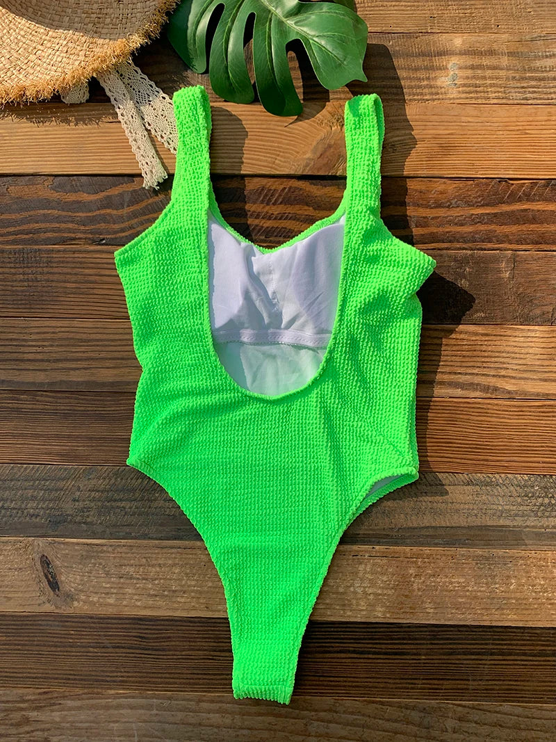 Neon High Cut One Piece Swimsuit