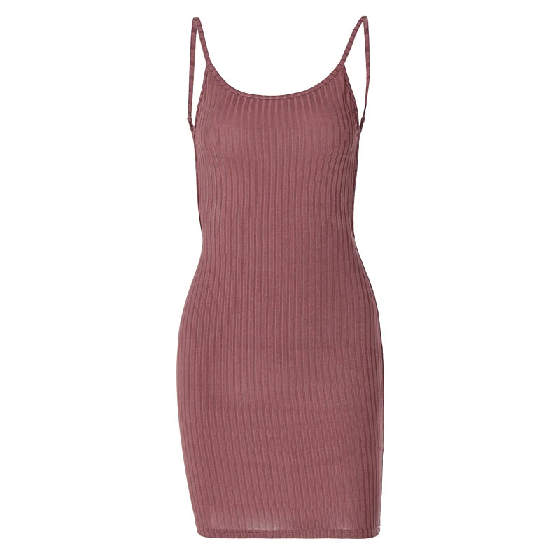 Ribbed Backless Mini Dress
