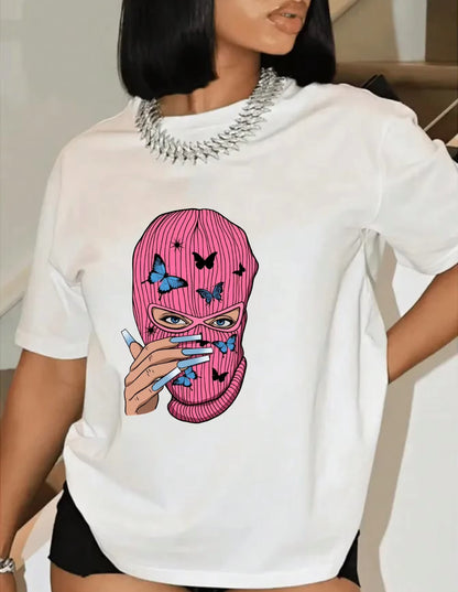 Mask & Butterfly Graphic Ski Mask TShirt