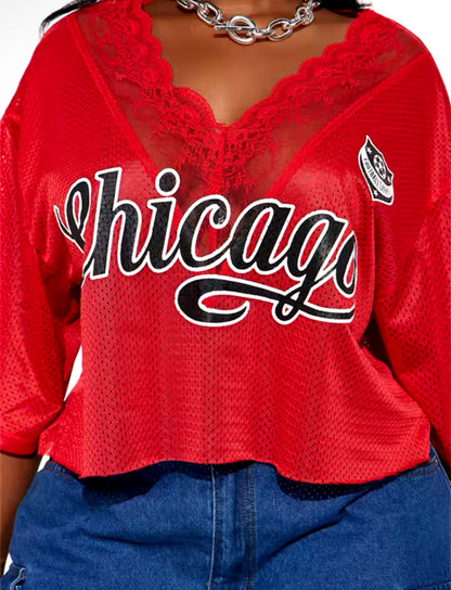 Sporty Chic Chicago Mesh Jersey Top