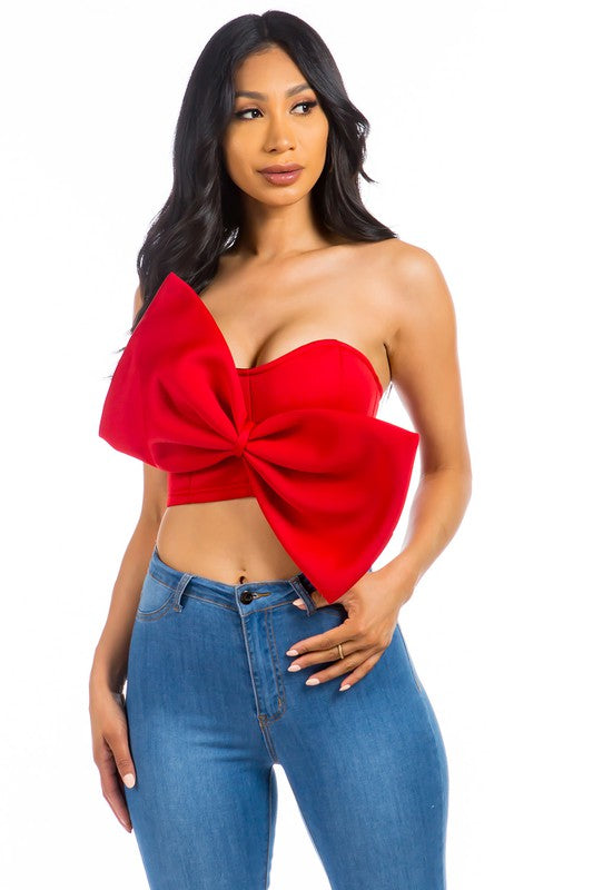 Red Classy Bow Tie Top