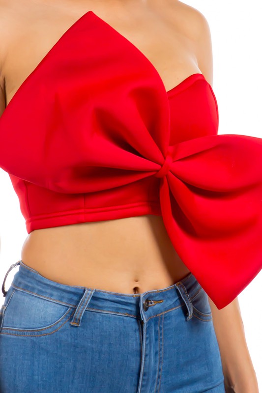 Red Classy Bow Tie Top