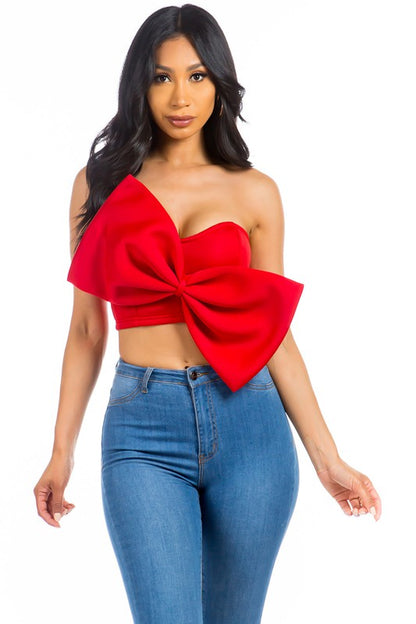 Red Classy Bow Tie Top