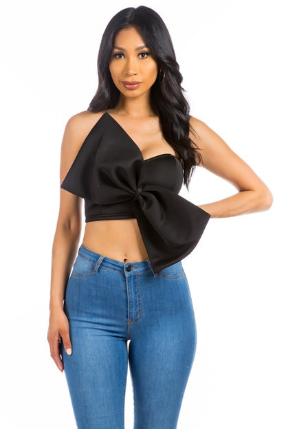 Black Sexy Bow Tie Top - Weeknd Shop Online 