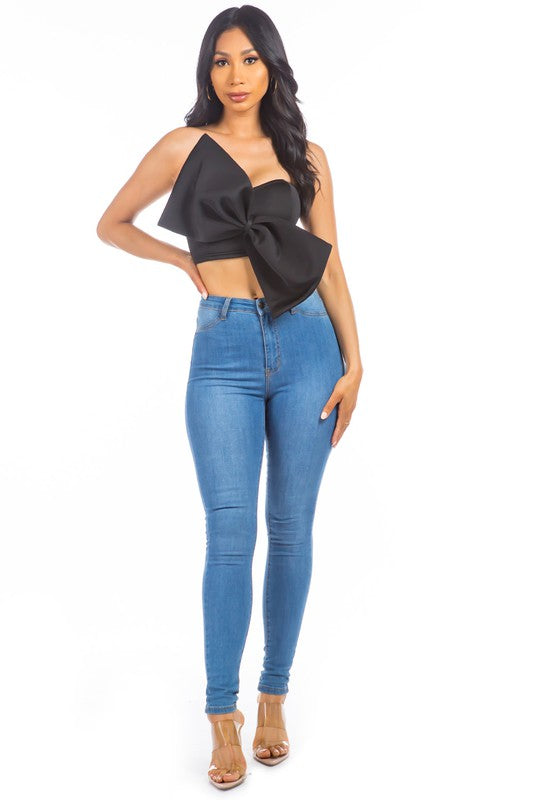 Black Sexy Bow Tie Top - Weeknd Shop Online 
