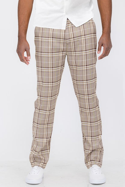 Weeknd Shop Brown Mens Plaid Trouser Pants