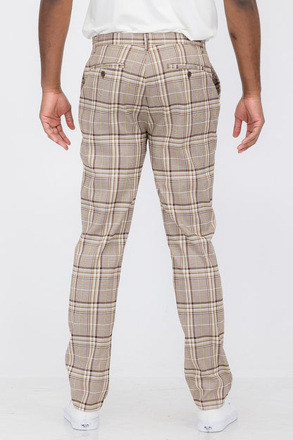 Weeknd Shop Brown Mens Plaid Trouser Pants