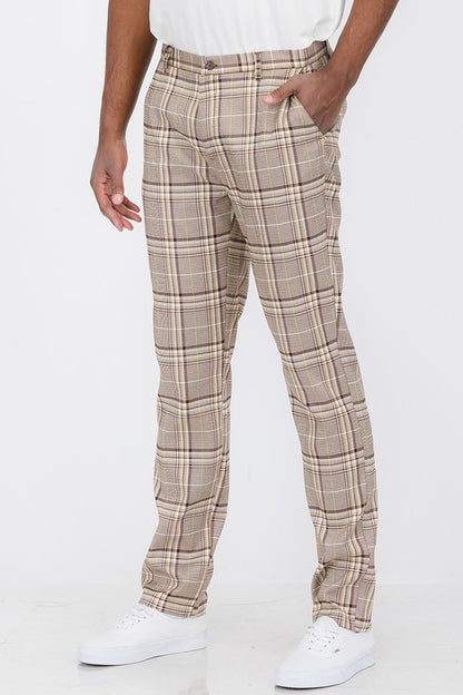 Weeknd Shop Brown Mens Plaid Trouser Pants