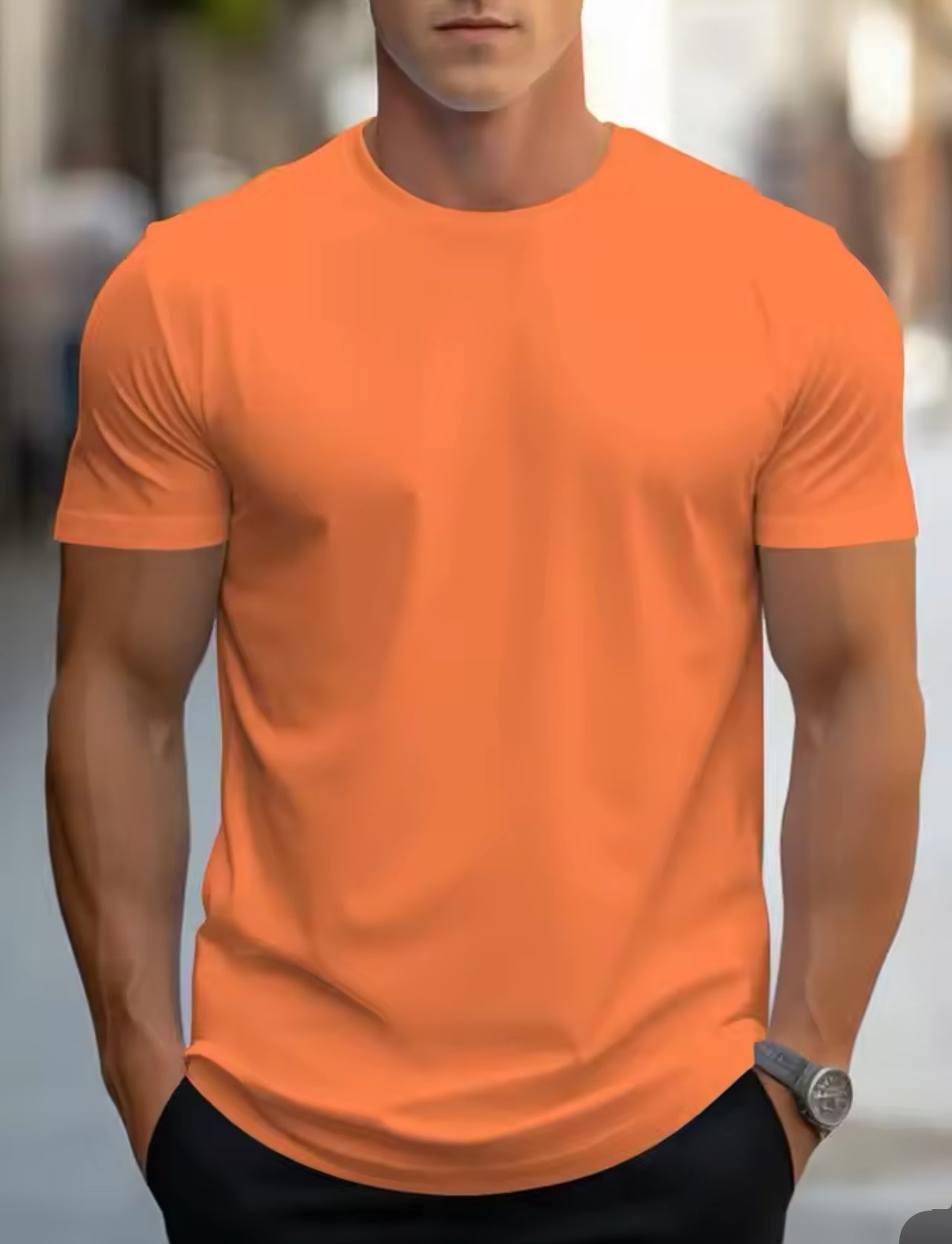 Men's Casual Solid Color Short Sleeve Round Neck T-Shirt For Summer