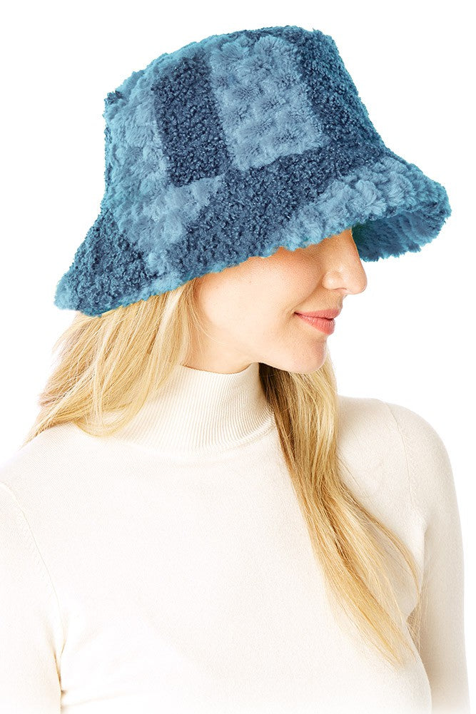 Two Tone Faux Fur Bucket Hat