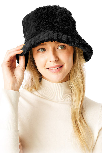 Two Tone Faux Fur Bucket Hat