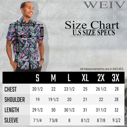 Mens Print Hawaiian Button Down Shirt