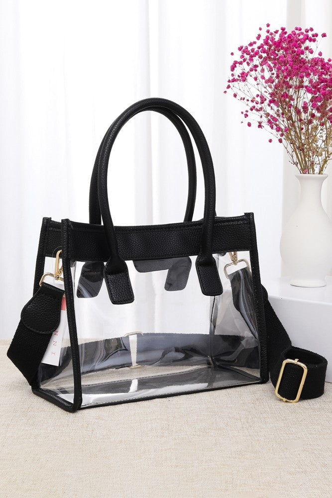 Color Trim Clear Handbag