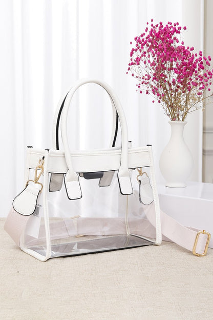 Color Trim Clear Handbag