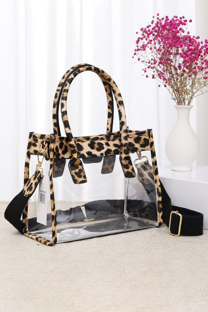 Color Trim Clear Handbag