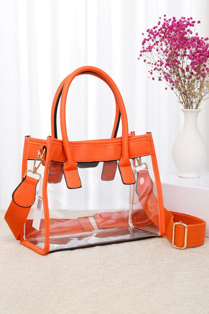 Color Trim Clear Handbag