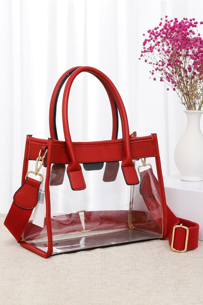 Color Trim Clear Handbag