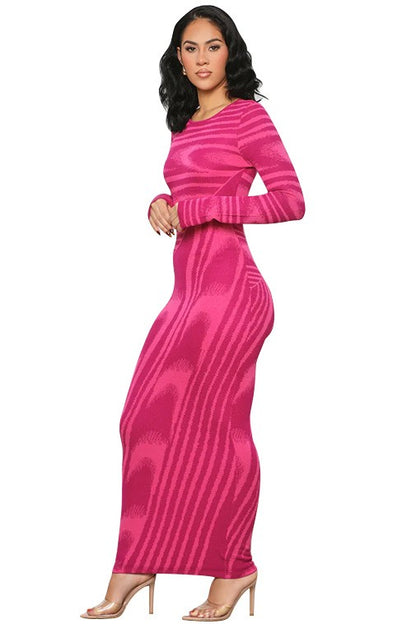 "Chic Fall" Bodycon Long Sleeve Maxi Dress