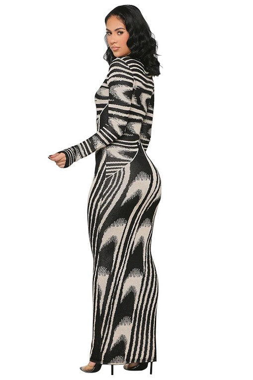 "Chic Fall" Bodycon Long Sleeve Maxi Dress