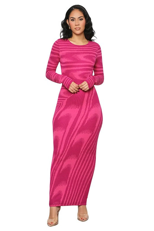 "Chic Fall" Bodycon Long Sleeve Maxi Dress