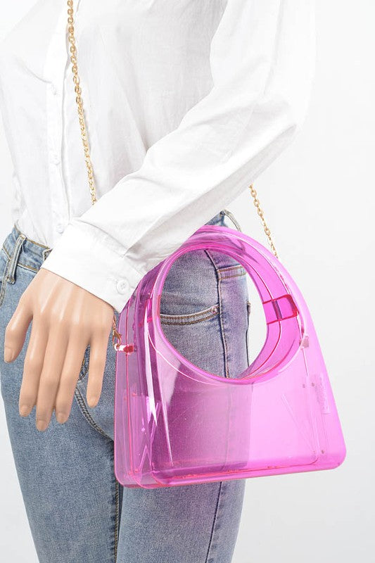 Acrylic Transparent Top Handle Molded Clutch Bag