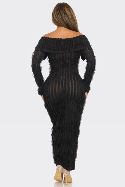 "La La Fever" Off Shoulder Maxi Dress