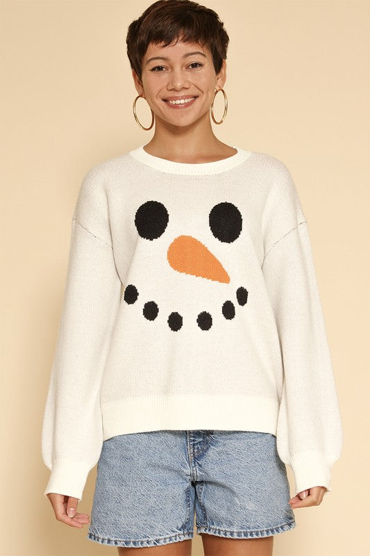 Snowman Knit Holiday Women's Sweater