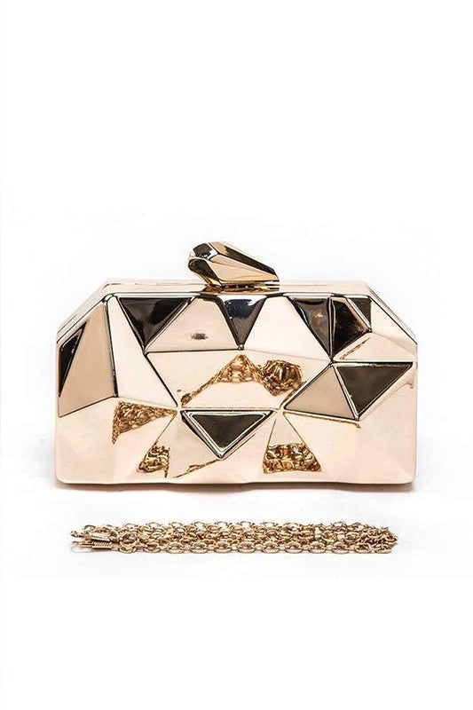 Shinny Iconic Edgy Box Clutch