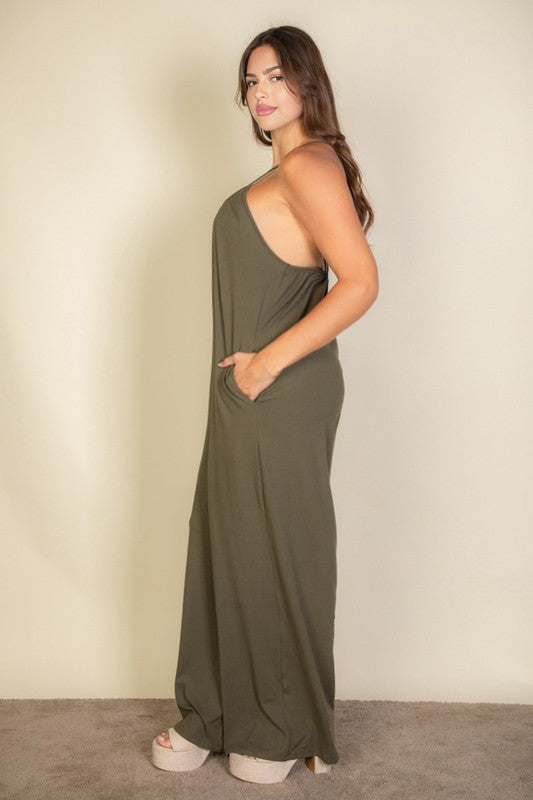 Plus Size Spaghetti Strap Wide-Leg Jumpsuit