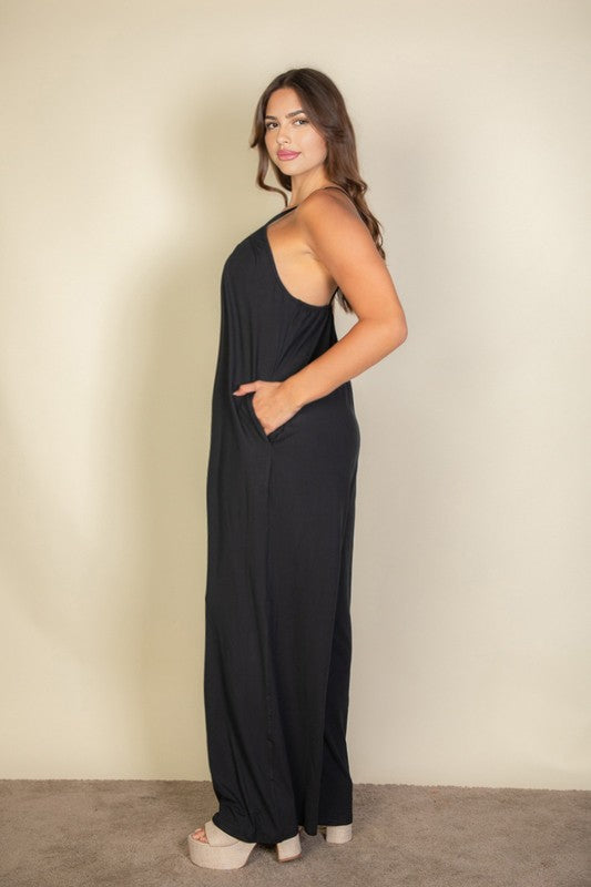 Plus Size Spaghetti Strap Wide-Leg Jumpsuit