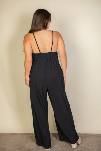 Plus Size Spaghetti Strap Wide-Leg Jumpsuit