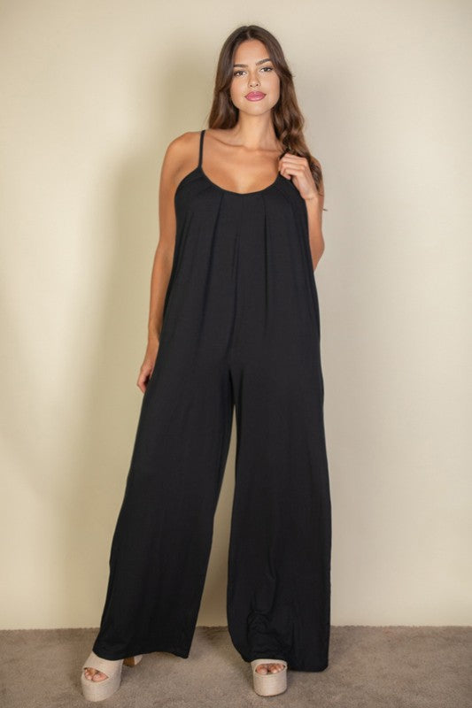 Plus Size Spaghetti Strap Wide-Leg Jumpsuit