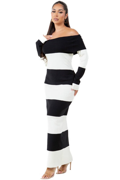 Women's Classy Off Shoulder Knit Maxi Dress