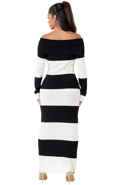 Women's Classy Off Shoulder Knit Maxi Dress