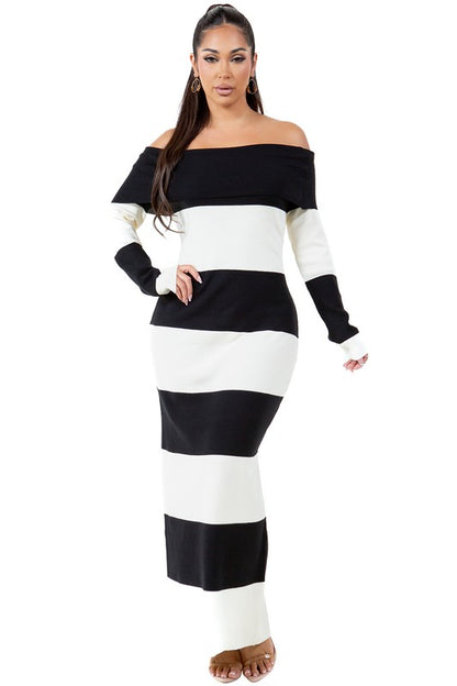 Women's Classy Off Shoulder Knit Maxi Dress