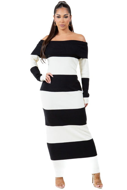 Women's Classy Off Shoulder Knit Maxi Dress