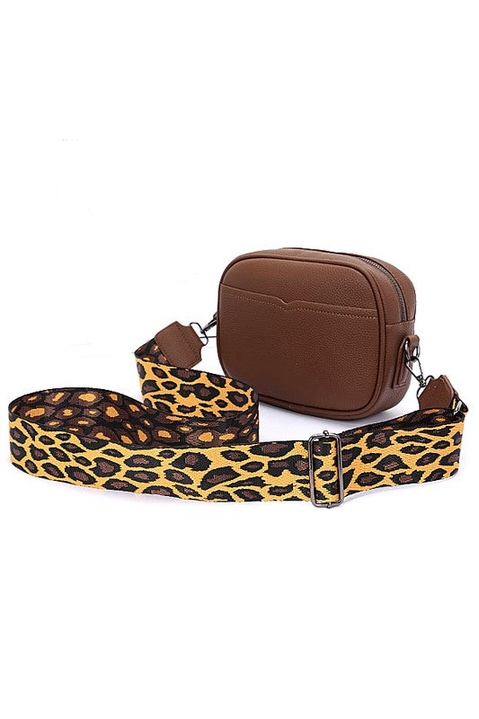 Leopard Webbing Guitar Strap Crossbody Camera Bag