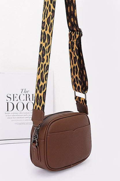 Leopard Webbing Guitar Strap Crossbody Camera Bag