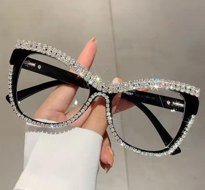 Womens Fashion Cat Eye Glasses with Rhinestones