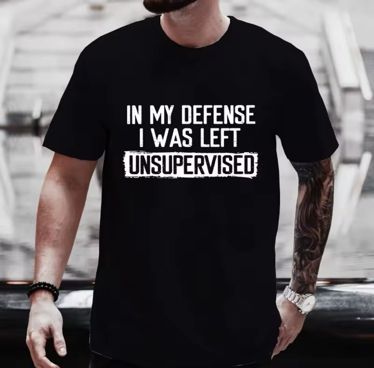 My Defense I Was Left Unsupervised Humor Graphic Men’s TShirt